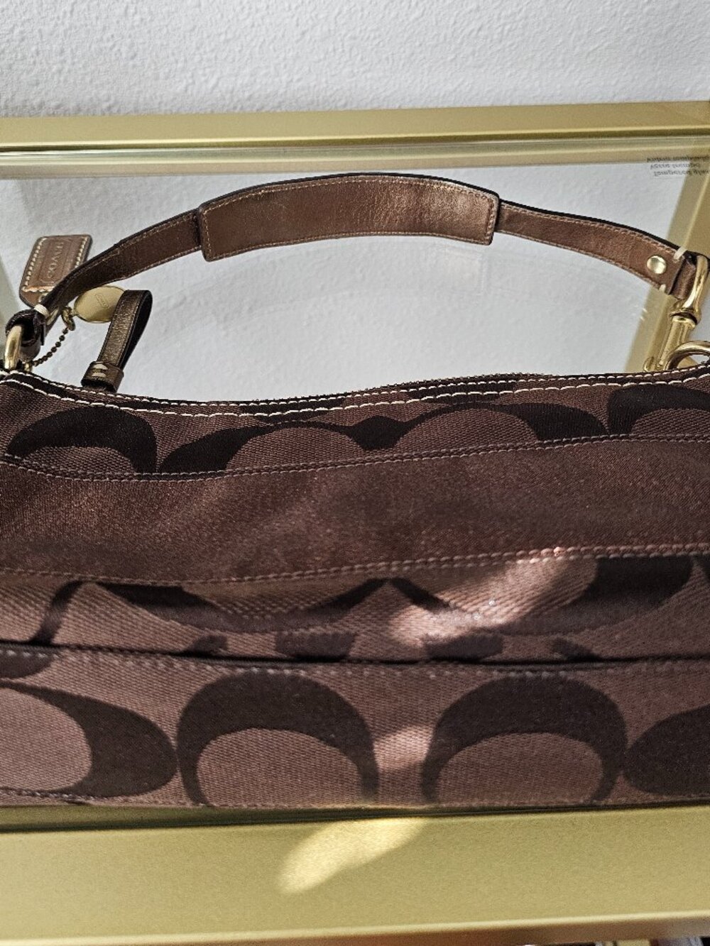 Vintage 2007 Coach Signature Stripe Demi Bag Brown Y2K 12096 - Picture 5 of 9